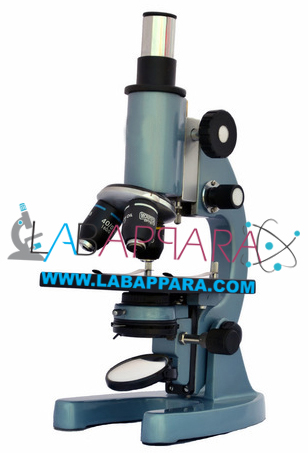 Junior Medical Microscope, Optical Instruments, Physics instrument, scientific equipments, educational instrument supplier, measuring equipment, Laboratory equipment suppliers, science instruments supplier, exporter. Magnification 20x to 1500x. Stand Robust and stable, inclinable through 90 degrees.